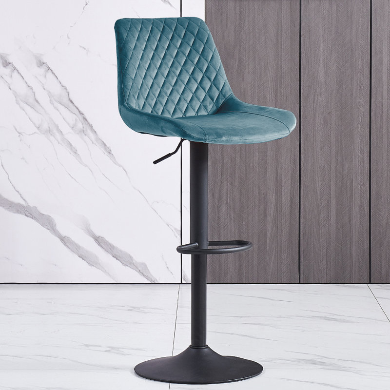 Heckscherville Height Adjustable Swivel Bar Stool, Teal