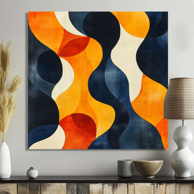 Yellow Organics In Motion - Abstract Midcentury Metal Wall Art Decor, Eclectic Modern Metal Print