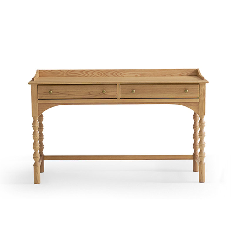 Bureau rectangulaire en bois massif avec 2 tiroirs Burlywood