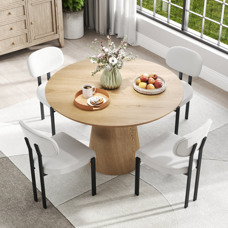 Ensemble de table de salle à manger 31,6 "H, 5 pièces: table, 4 chaises, Noyer, Orange