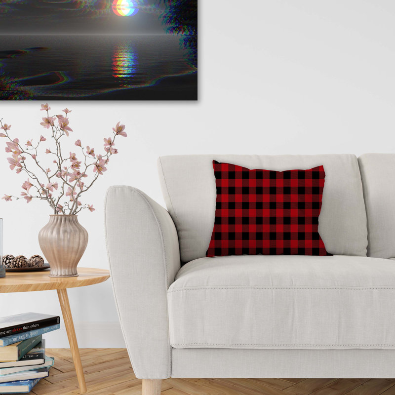 Housse et insert de coussin carré noir et rouge, 26 po x 26 po