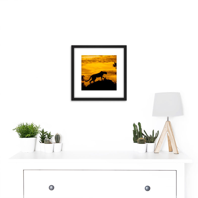 Cheetah Silhouette Sunset Photo by Marques - Single Picture Frame Print