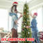 Arbre de Noël 7 pi avec 200 lumières DEL blanc chaud, 469 pointes, conception compacte, assemblage facile et support en métal stable-242796288