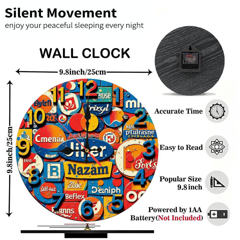 Art mural rétro avec horloge rétro