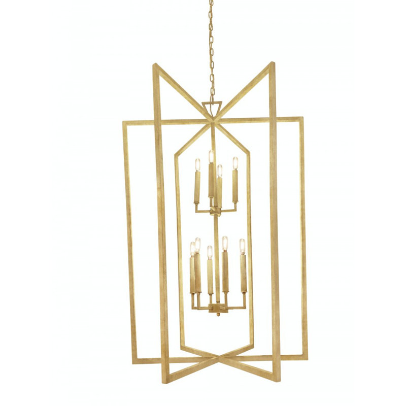 Robin 10 - Light Lantern Geometric Chandelier, Gold Leaf