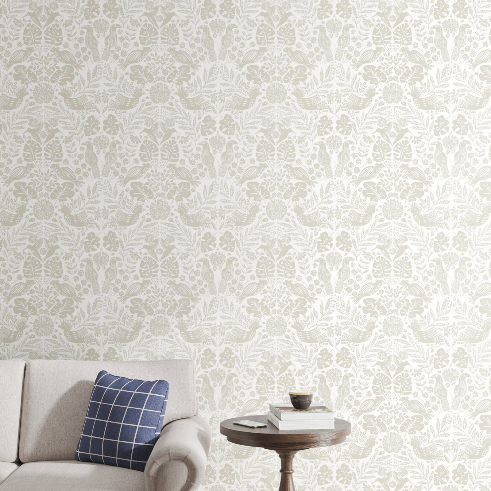 Pomona Floral Wallpaper, Dove Gray