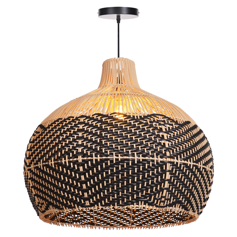 Handmade rattan Bohemian Style Pendant Lamp for Kitchen Island, 17.72" H x 23.62" W x 23.62" D