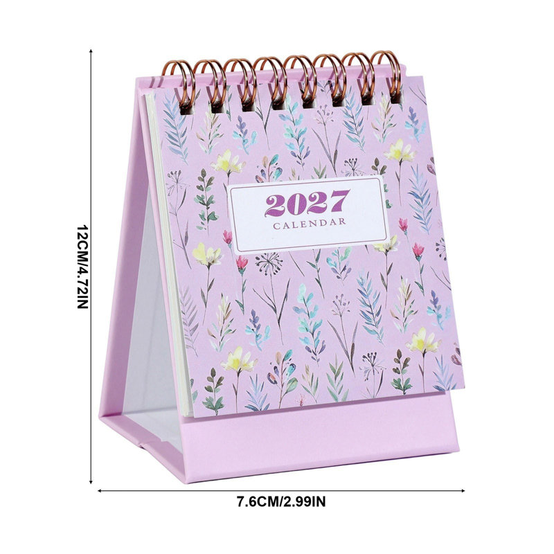 Calendrier de mémo 2027, petit calendrier de bureau, calendrier de bureau debout en anglais, agenda mensuel, organisateur de planning papier portable pour la maison, le bureau ou l'école.