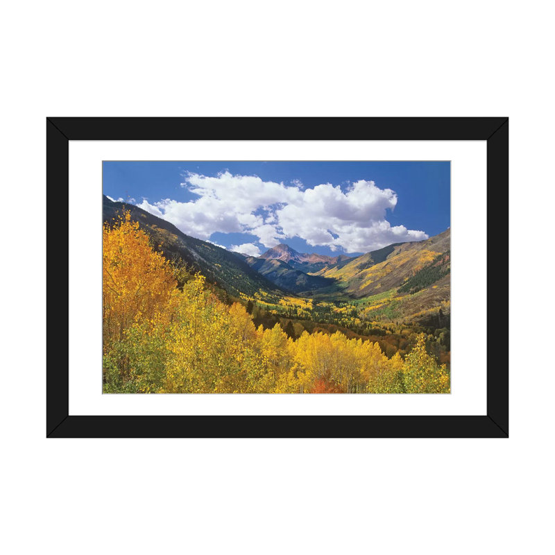 «Haystack Mountain with Aspen Forest, Maroon Bells-Snowmass Wilderness, Colorado», reproduction de photo sur toile, Blanc