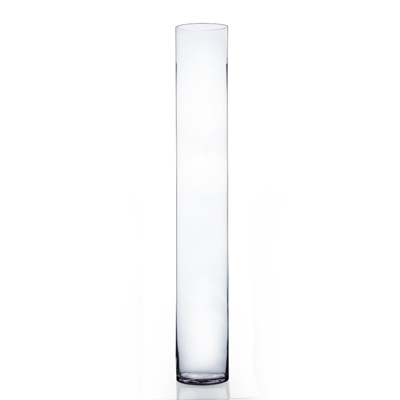 Vase en verre cylindrique, H 24 po x l 5 po x p 5 po
