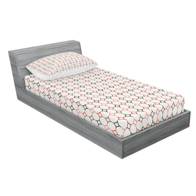 Microfiber Geometric Sheet Set, Twin XL Sheet Set with Fitted Sheet