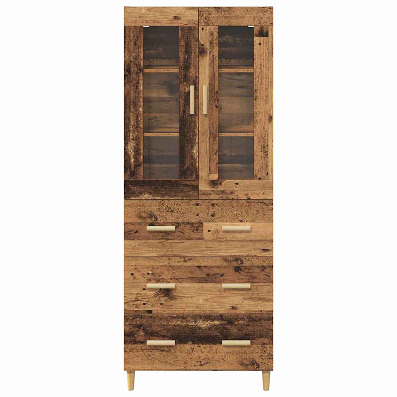 Highboard Old Wood 69.5 X 34 X 180 Cm Engineered Wood And Glass, Old Wood