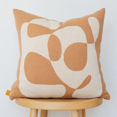 Wrought Studio 100% Cotton Knitted Soft Throw Pillow Cover Modern Imauri Shape 18x18 (baked Clay & Cream)