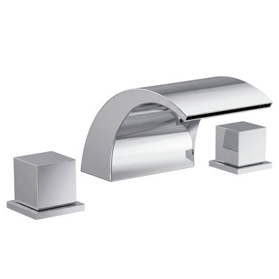 Widespread Bathroom Faucet 3 Hole, 2-handle Waterfall Sink Faucet with Drain Assembly and Overflow
