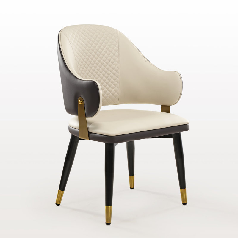 Ensemble de 2 chaises de salle à manger rembourrées Anareli, beige et brun foncé