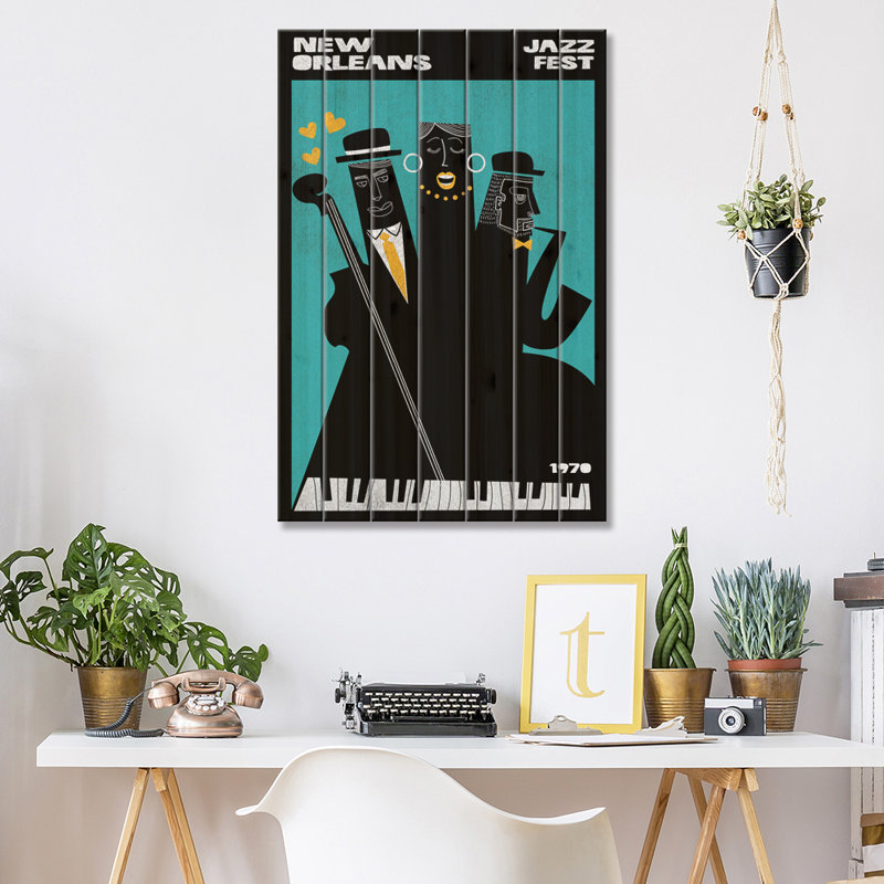«Deshazo New Orleans Jazz Fest» par - Sans cadre, impression sur bois, H 26 po x l 18 po x P 1,5 po