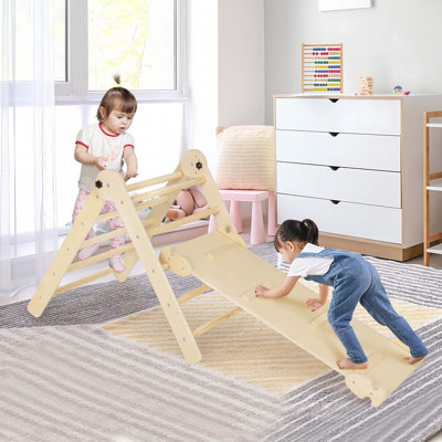 Ensemble de jouets d'escalade triangulaires pliables et réglables en hauteur Costway 3-en-1