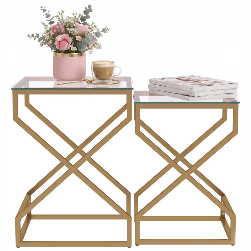 40 cm W Glass Bedside Table