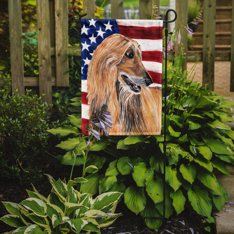 2 côtés en polyester de 2 côtés american drapeau de jardin, Lévrier afghan brun