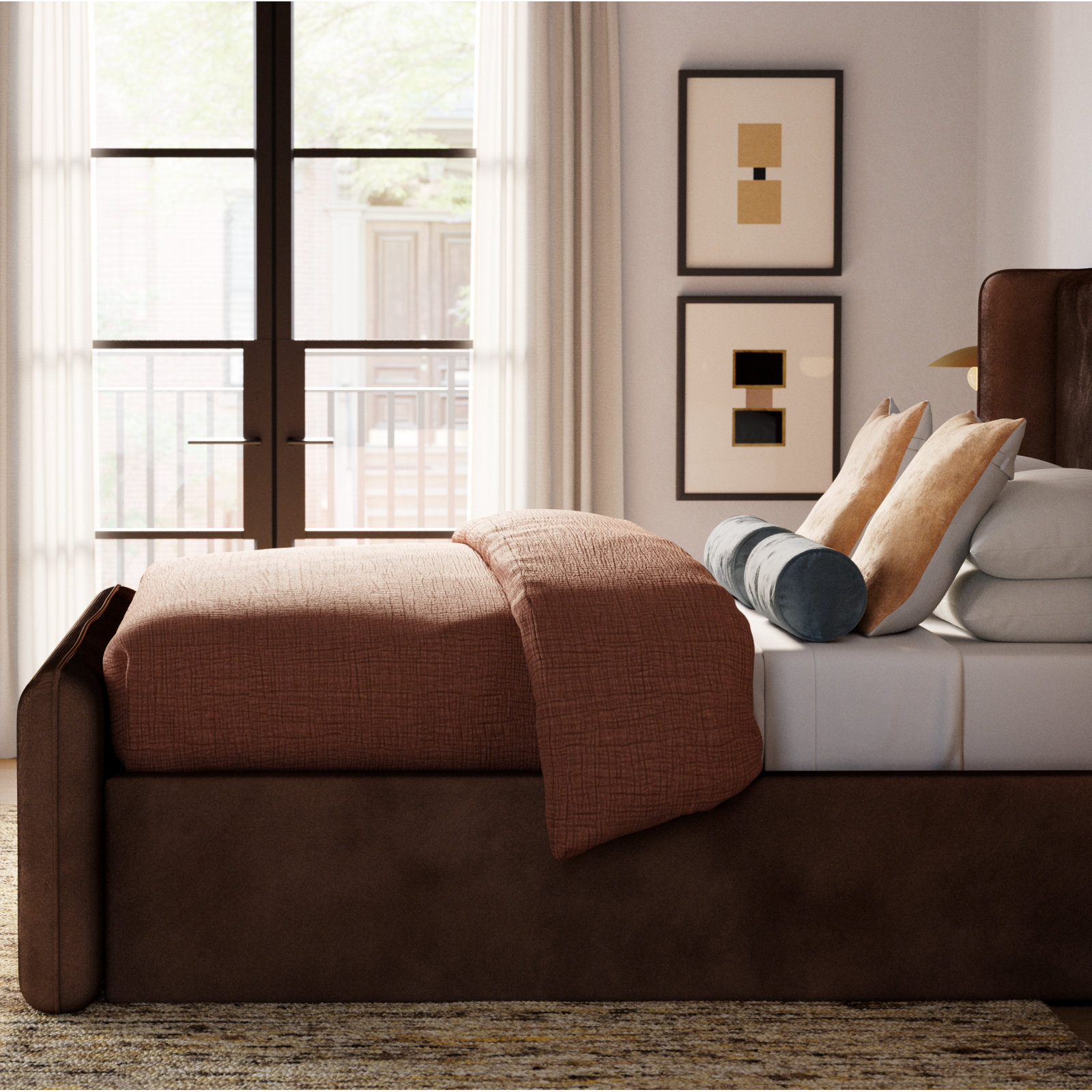 Falan Cotton Duvet Cover Set, Queen Duvet Cover, Sand