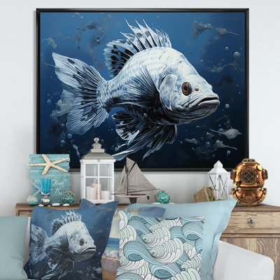 Poisson dans le bleu profond II - art mural poisson
