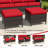 3-Person PE Wicker Outdoor Patio Set With 3-Seat Sofa, 2 Ottomans & Red Cushions-200376706