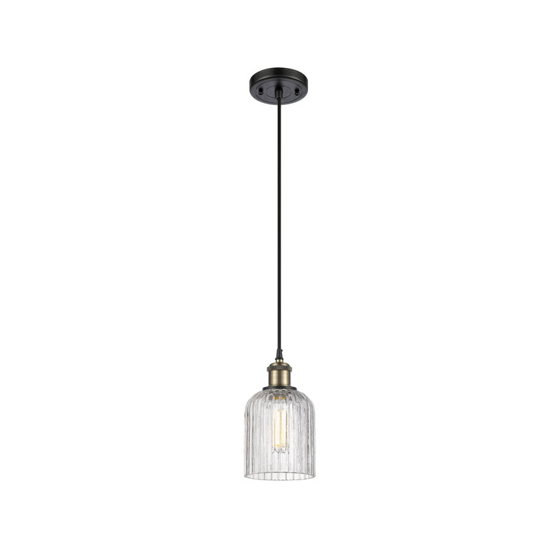 Luminaire suspendu 1 lumière Aalina, Laiton antique noir, Clair