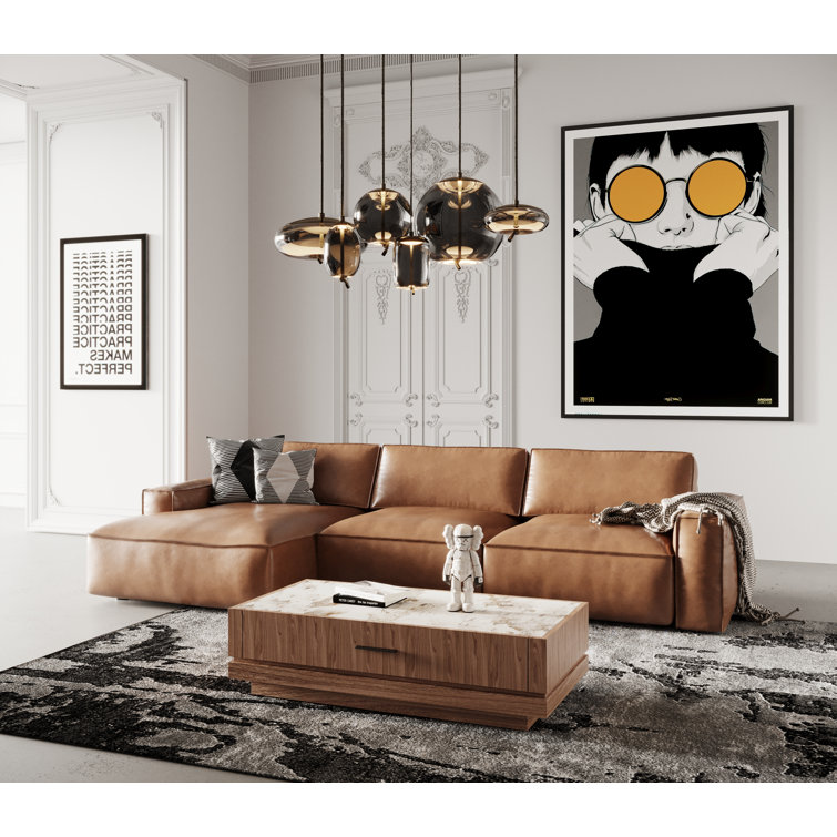 VIG Furniture Luanco Cognac Leather Sectional Sofa | Wayfair