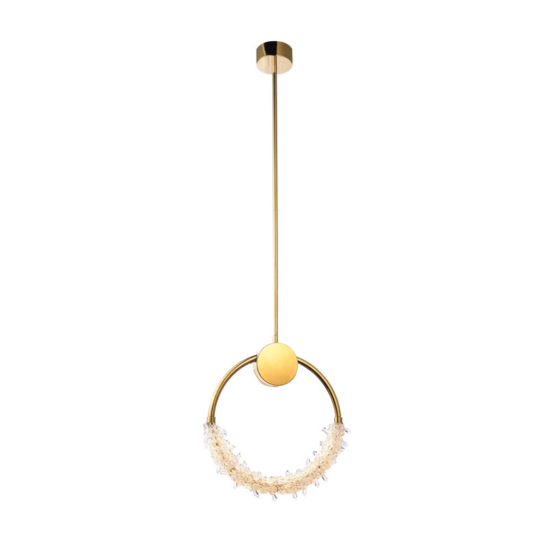 1 - Light Dimmable LED Pendant With Clear Crystal Beading, 15.75" H x 15.17" W x 15.75" D
