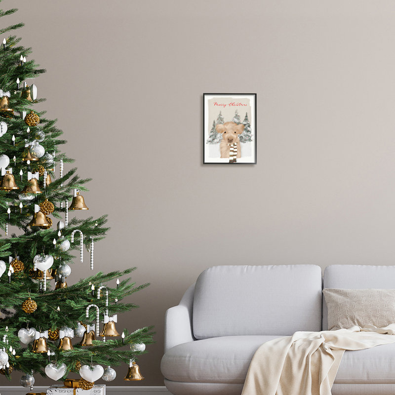 Merry Christmas Fuzzy, Giclée encadrée noir minuit, H 14 po x l 11 po x P 1,5 po