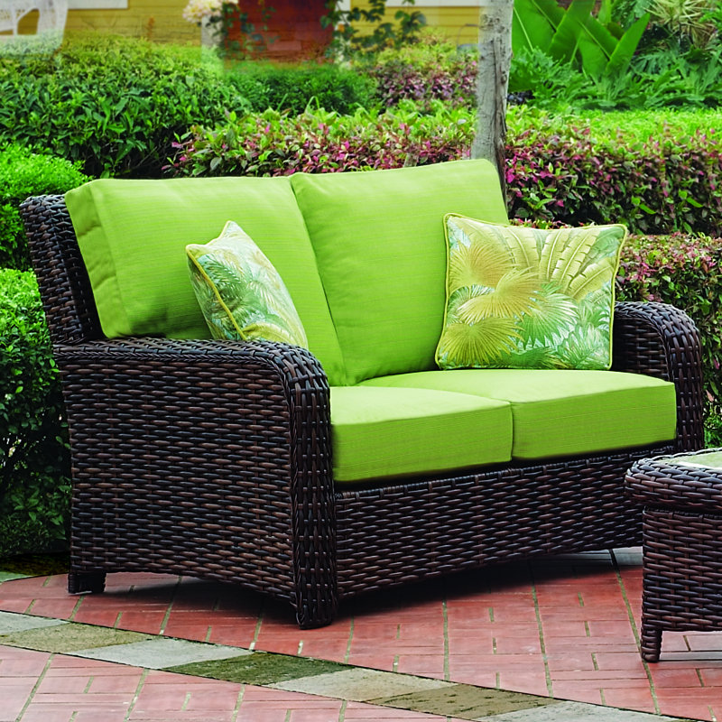 Chorio 56'' Wide Wicker Loveseat with Cushions, Cast Silver Sunbrella®