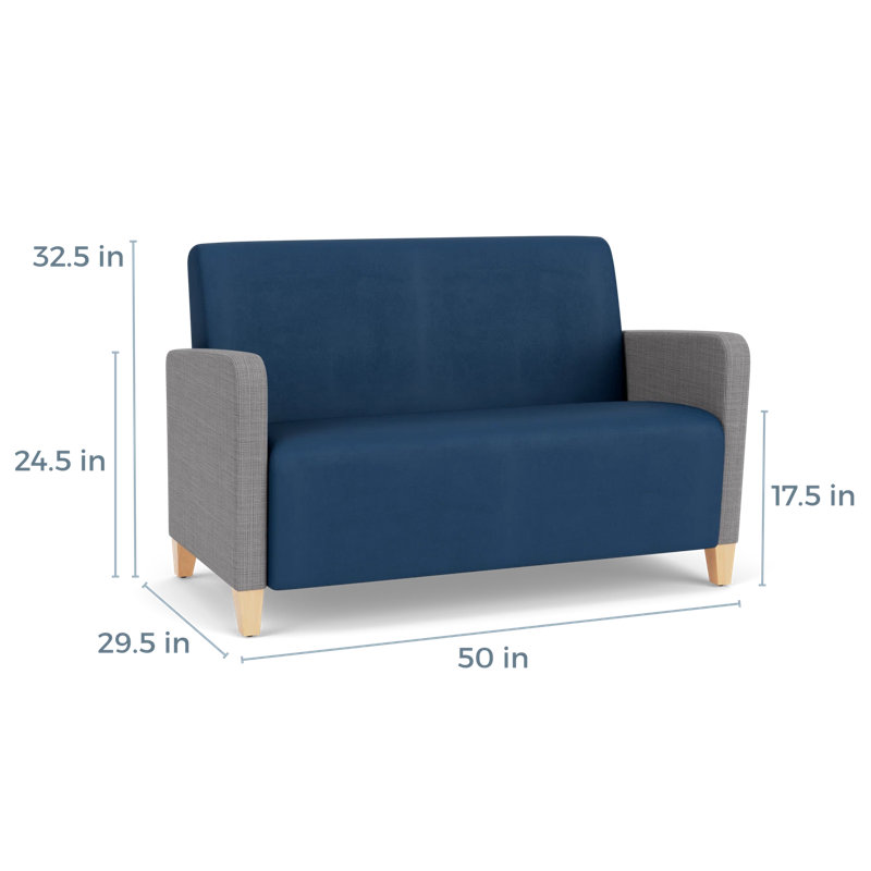 Causeuse de réception Ravenna, Chambray gris / Patriot Plus Blue Ridge, Bois naturel