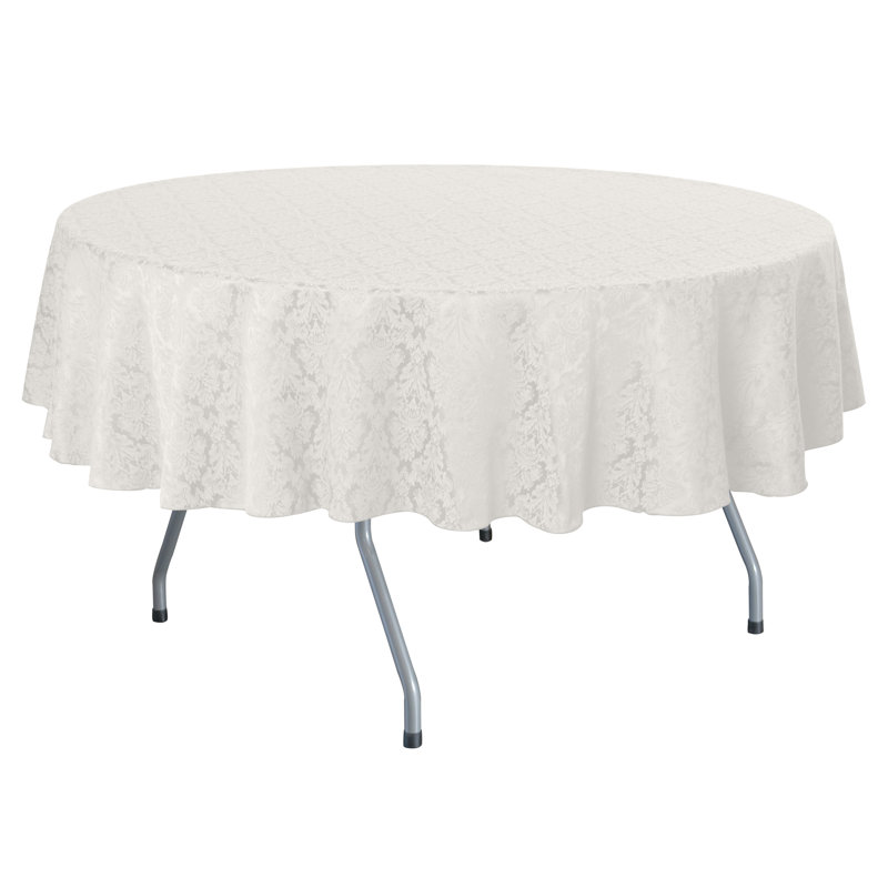 Ultimate Textile -3 Pack- Saxony 60-Inch Round Damask Tablecloth - Fits Tables Smaller Than 60-Inches In Diameter, White, 10