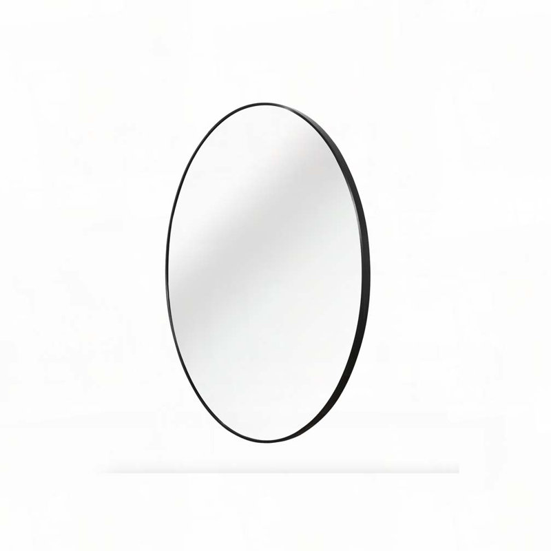 39" Round Bathroom Wall Mirror, Black, 39" x 39"