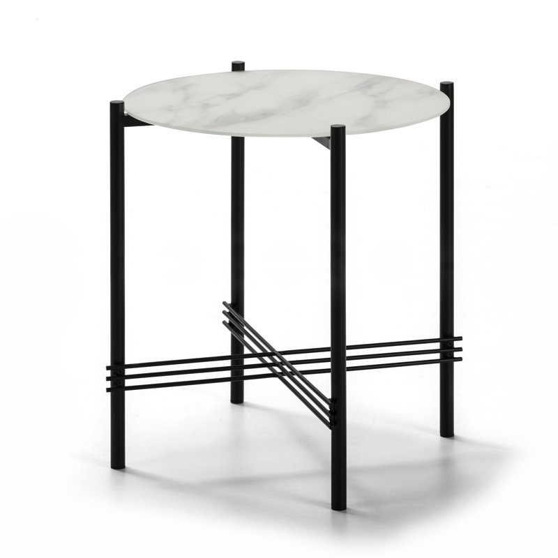 Quitman Glass Top End Table, White