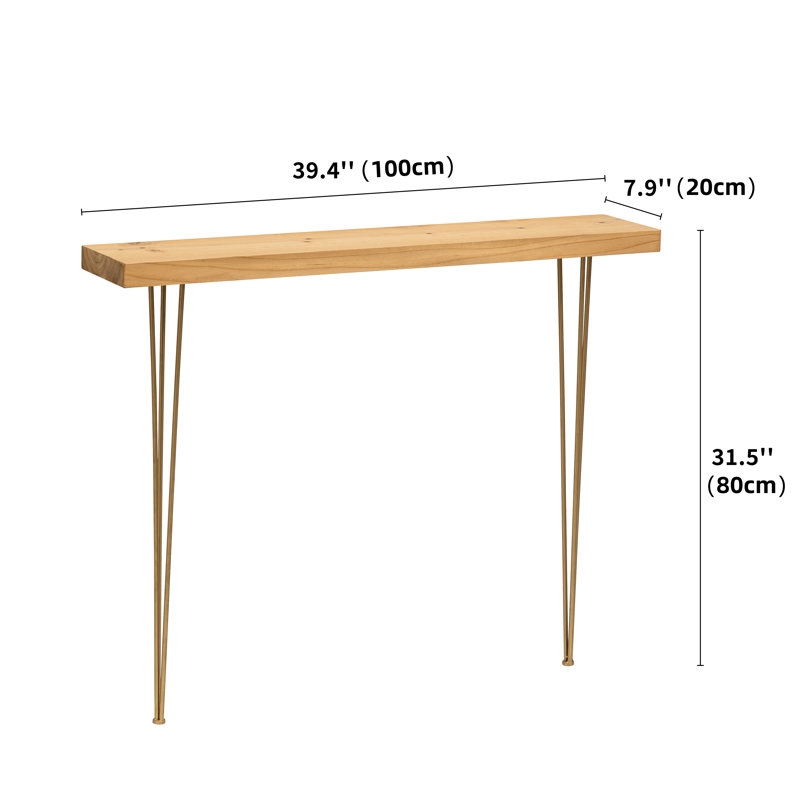 100cm W Rectangular Solid Wood Console Table Wall Mounted Shelves
