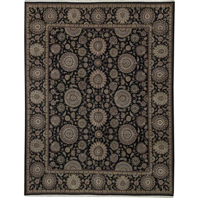 Hand-Knotted High-Quality Beige and Black Area Rug