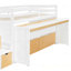 Lit mezzanine simple TG avec bureau coulissant et lit gigogne simple, lit superposé multifonctionnel avec 2 tiroirs de rangement et marches de rangement, jeu de lit et station de travail peu encombrants-133037852