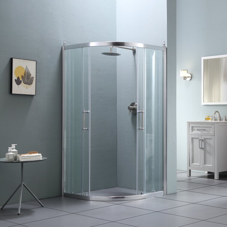 Dcolora 36'' W 72'' H Semi-Frameless Round Right Shower Enclosure