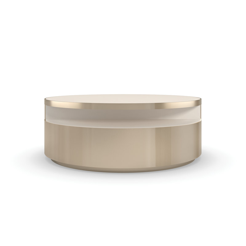 Cream and Gold Round Stone Top Coffee Table