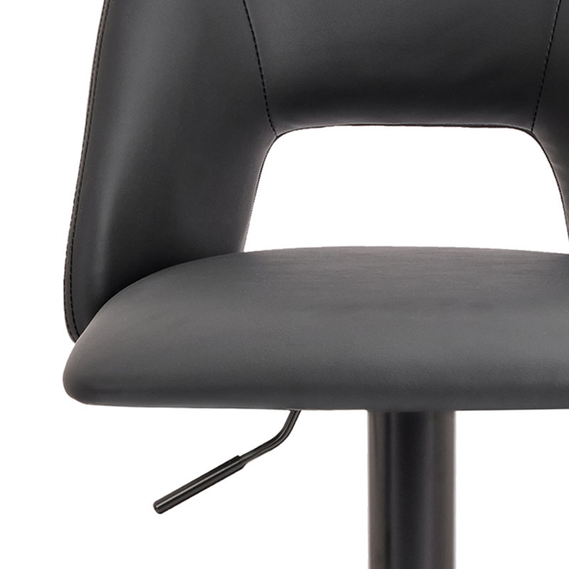 Tabouret à hauteur réglable moderne en similicuir et métal, ensemble de 2, Noir
