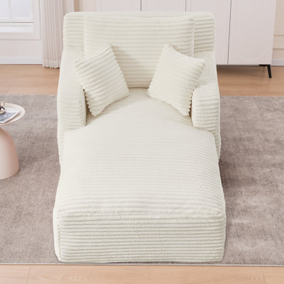 Oversized Corduroy Boneless Chaise Lounge Chair With Soft Pillows & Armrests