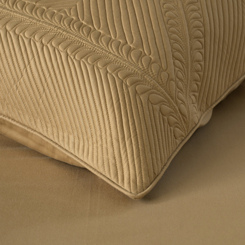 Drap-housse La Shantam, 100% coton, ultra doux et respirant, inclus: 1 drap plat (100 po x 104 po) et 2 taies décoratives matelassées (20 po x 32 po) - doré
