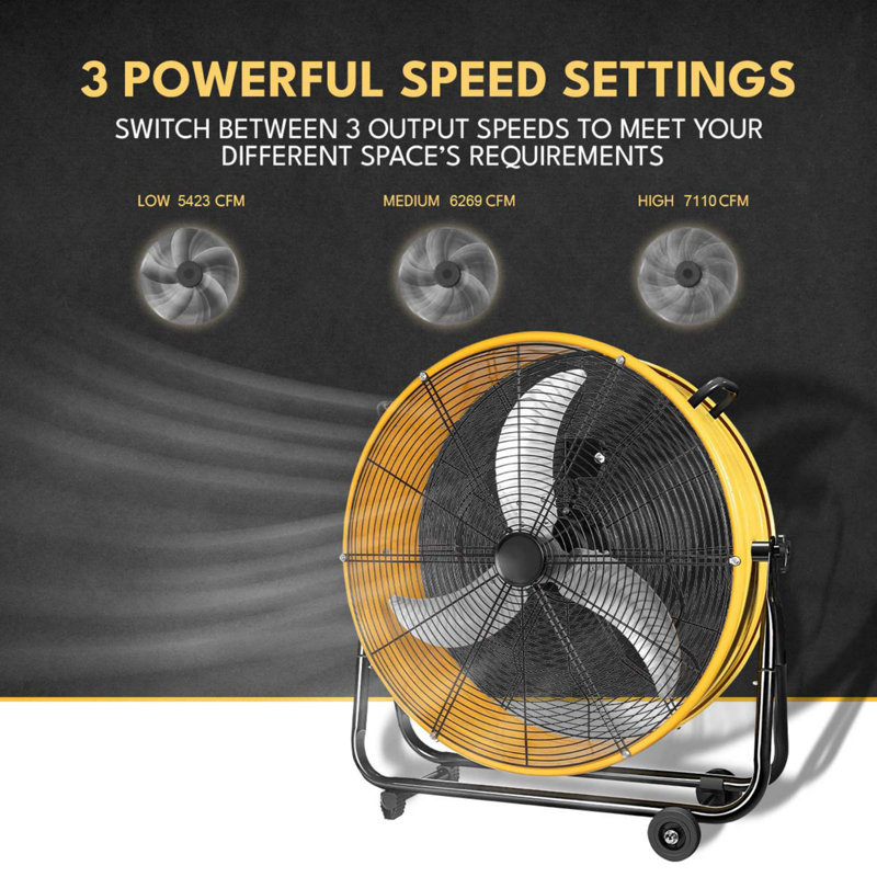 Ventilateur tambour industriel en métal 3 vitesses