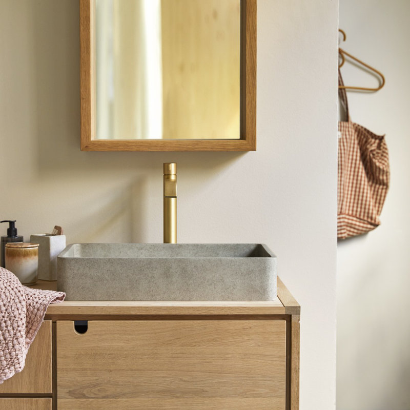 Iris Cream Terrazzo Bathroom Sink, Gray