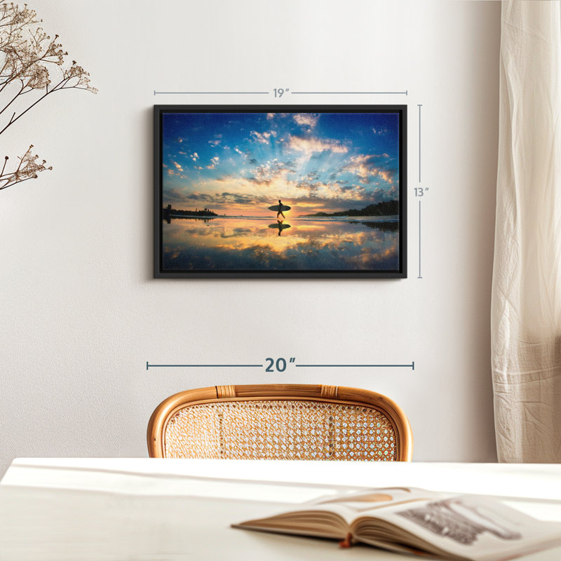 «Sunset Surfer Reflection», reproduction sur toile, H 13 po x l 19 po
