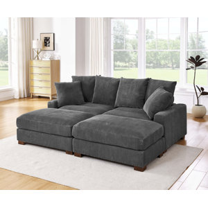Latitude Run® 86" Upholstered Corduroy Sofa With Solid Wood Legs ...