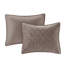Courtepointe en velours taupe double / grand - 3 pièces, courtepointe géométrique pour chaleur et fascination, 1 courtepointe, 2 taies décoratives, coton rembourré Grace-117370916-117370917