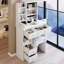 Table de coiffeuse blanche avec tiroir à gauche, miroir coulissant à droite, rangement multicouche, tabouret rembourré, hauteur de 50,4 po et conception américaine pour petits espaces Tabouret de rangement de 29,2 po de profondeur dans les chambres