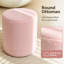 Ensemble de deux poufs de rangement ronds en peluche rose, avec couvercle amovible, convenant à de multiples usages, notamment la chambre à coucher, le salon et la coiffeuse.-885560779